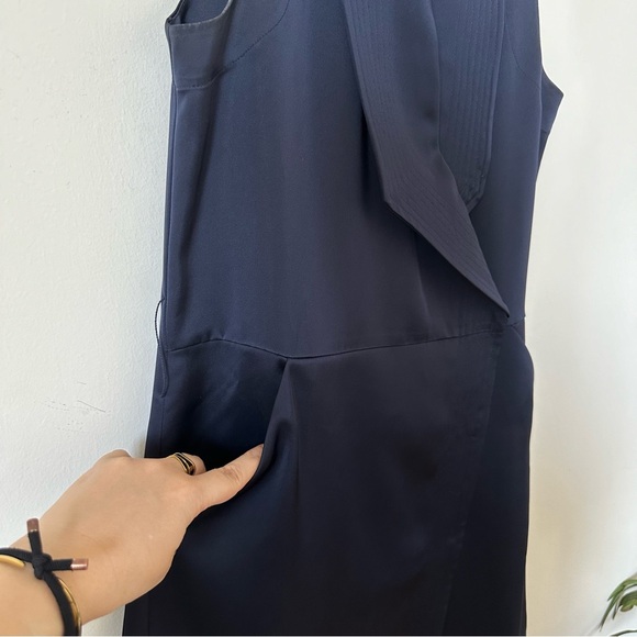 AYR Perch Wrap Satin Dress in Navy Blue Size 6 - Picture 8 of 10